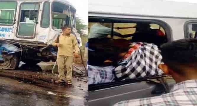 हरियाणा में बड़ा सडक़ हादसा: जींद में रोडवेज बस व क्रूजर की आमने-सामने टक्कर, गाड़ी के परखच्चे उड़े
