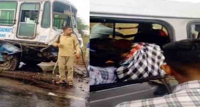 हरियाणा में बड़ा सडक़ हादसा: जींद में रोडवेज बस व क्रूजर की आमने-सामने टक्कर, गाड़ी के परखच्चे उड़े