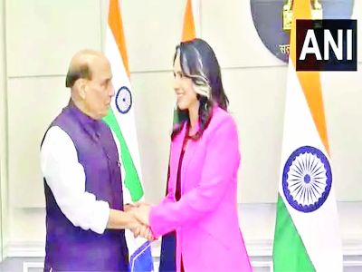 रक्षा मंत्री और अमेरिकी खुफिया प्रमुख तुलसी गबार्ड ने Delhi में वार्ता की 